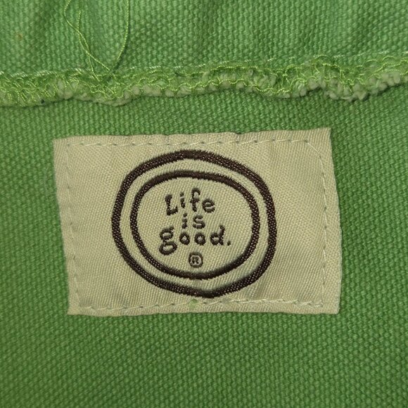 Life Is Good Green Purple Floral Canvas Drawstring Cinch Sack Backpack Bag - Picture 5 of 6